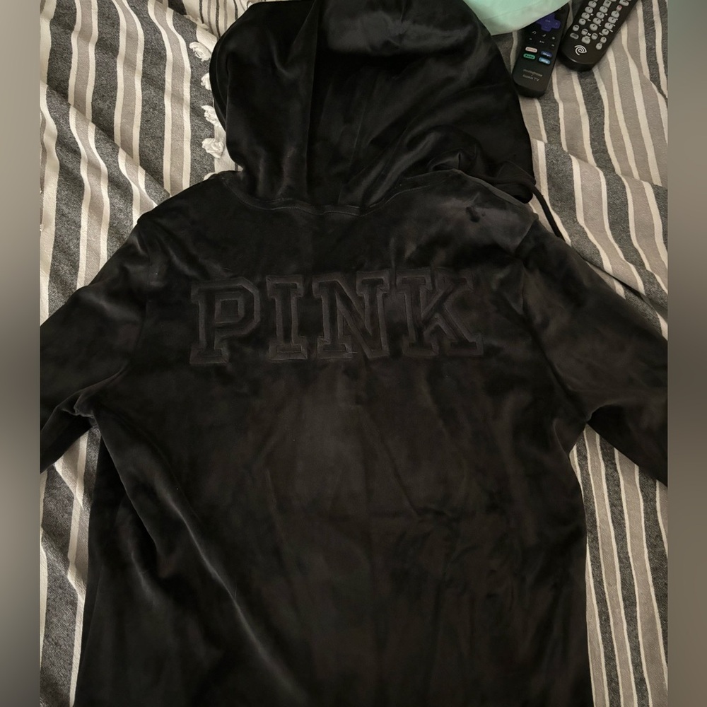 pink black fuzzy/silk size s jacket ! - Picture 3 of 5